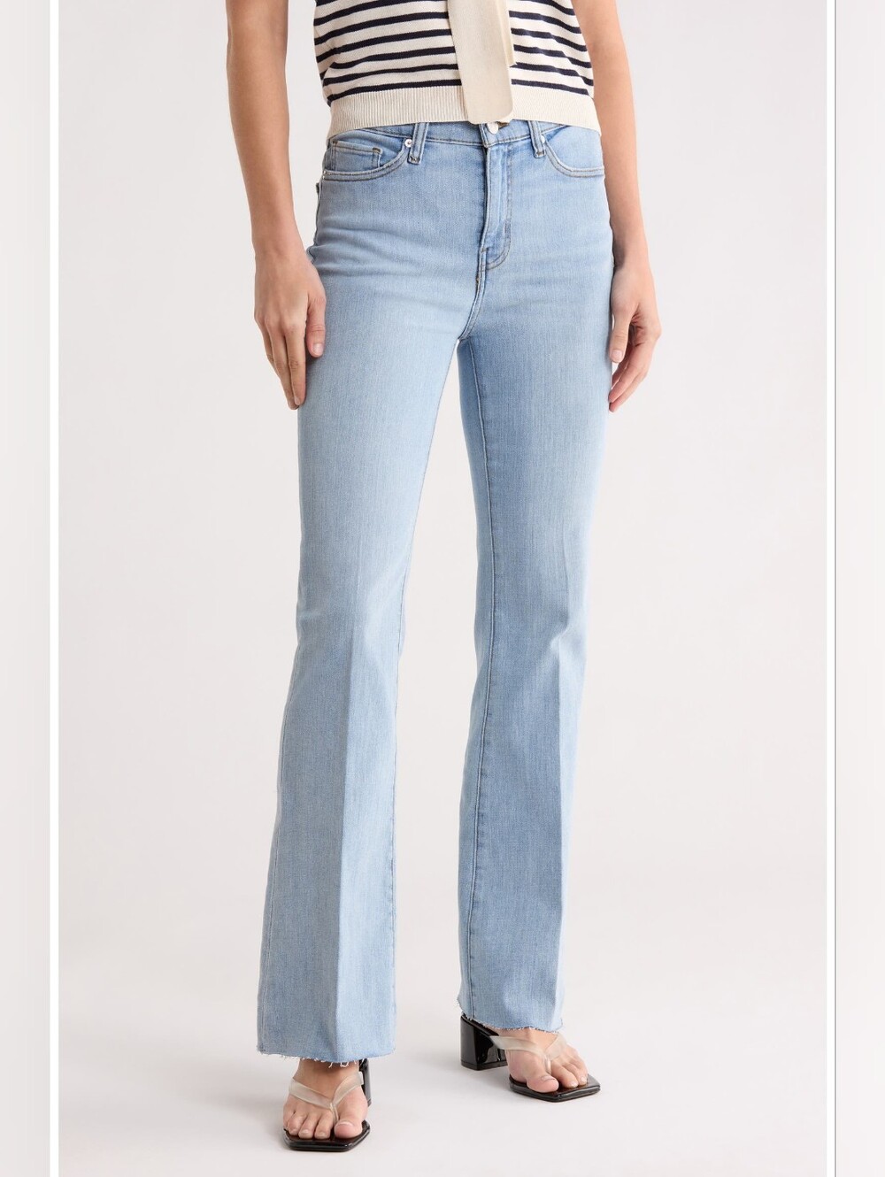 FRAME Le Easy Flare Leg Jeans In Temper Raw Fray Size 32